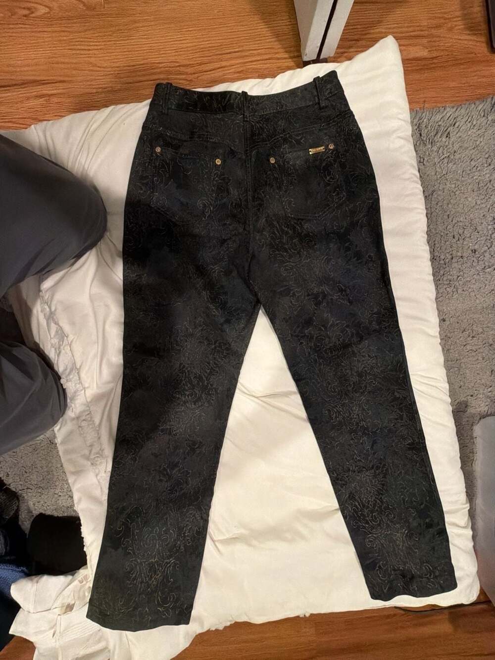 St. John Sport Black and Gold Damask Brocade Pants